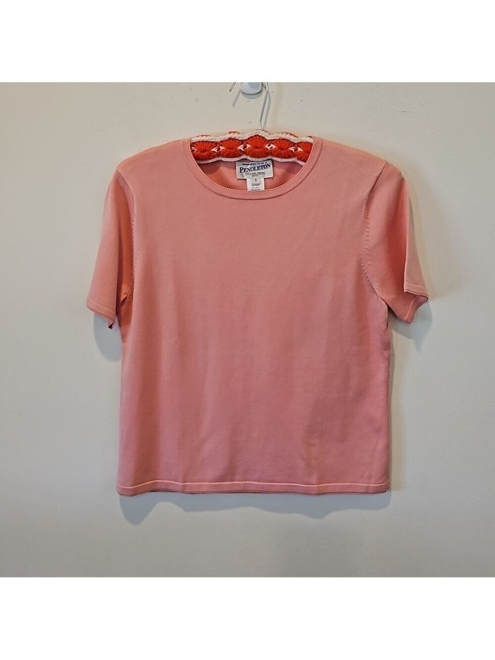PENDLETON VINTAGE WOMEN'S KNIT SILK-NYLON BLEND SHORT SLEEVE TOP SIZE SM PETITE